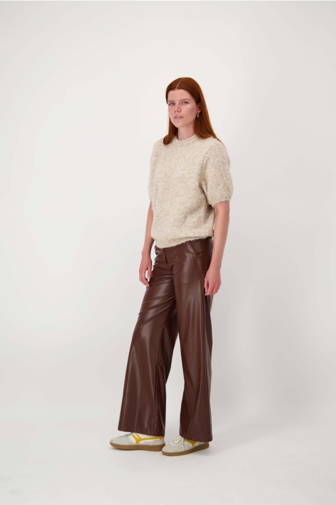 FAUX GLANS LEREN WIDELEG 0303 097 1030 MID BROWN